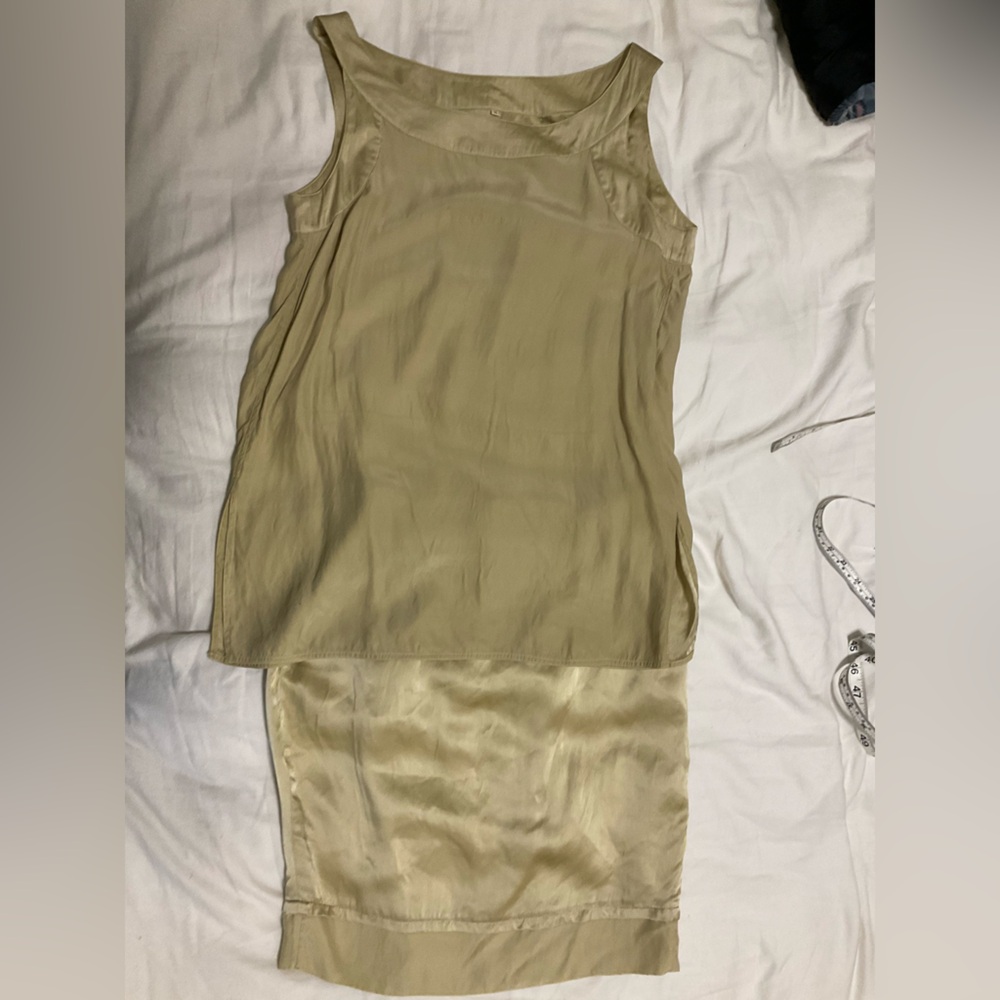 Vintage Elegant Tan Sleeveless Dress